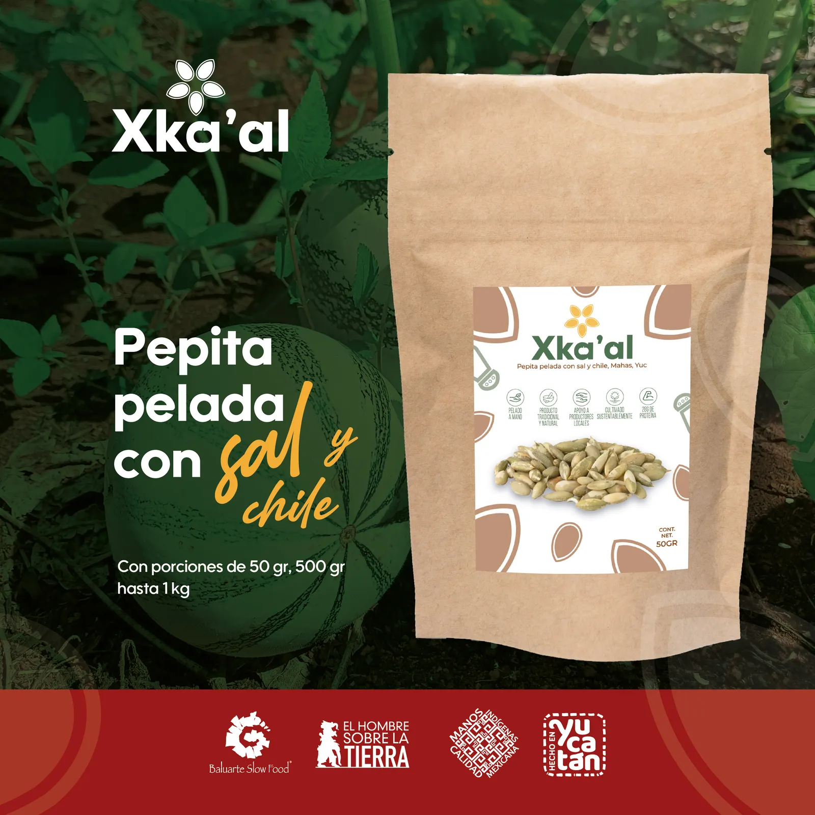 Pepita de calabaza pelada con sal y chile de 500gr