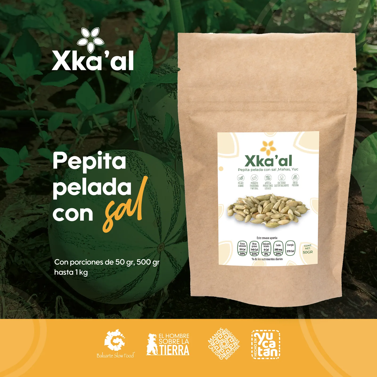 Pepita de calabaza pelada con sal de 500gr
